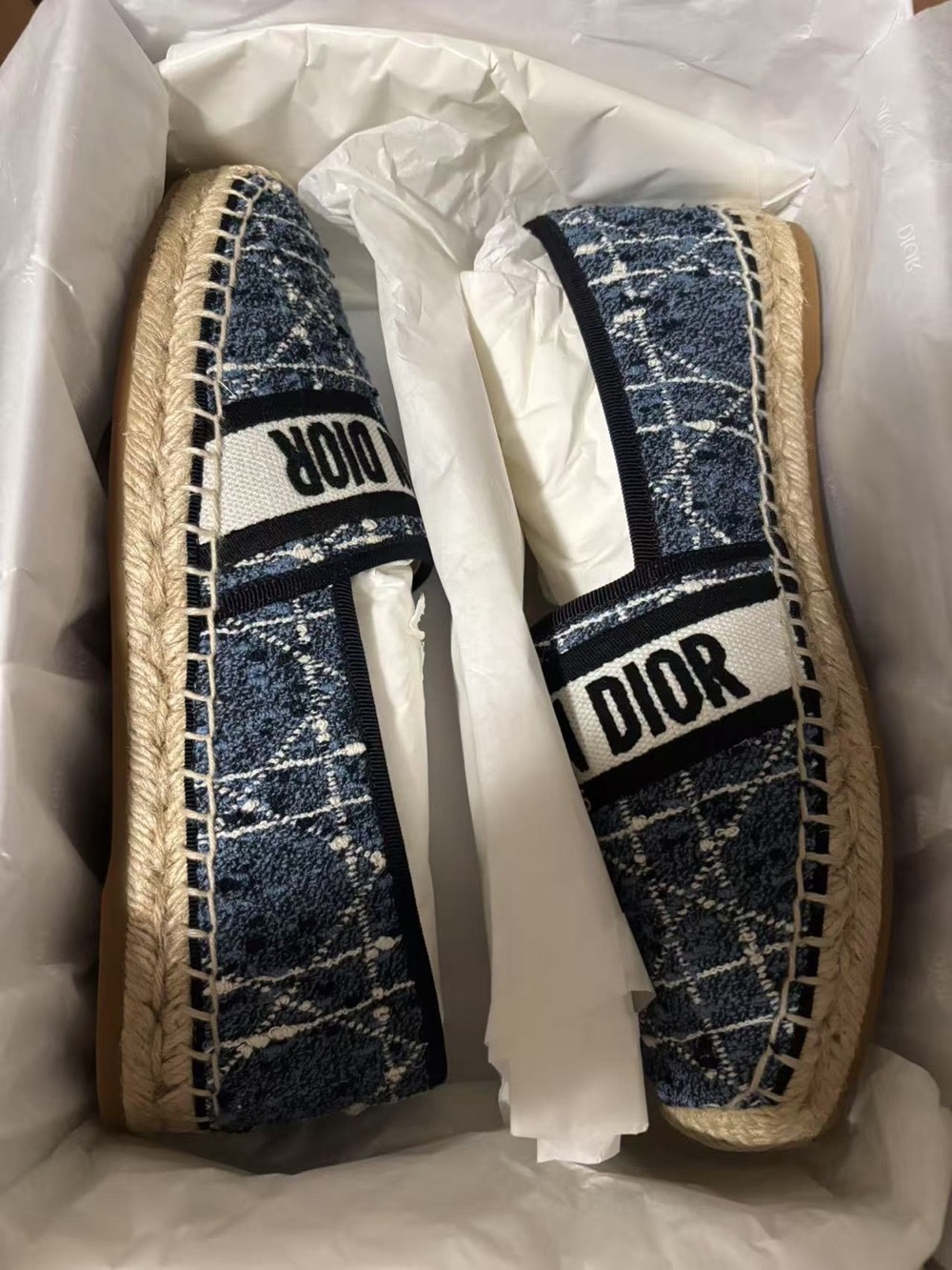 Dior Navy and White Logo Espadrilles 38